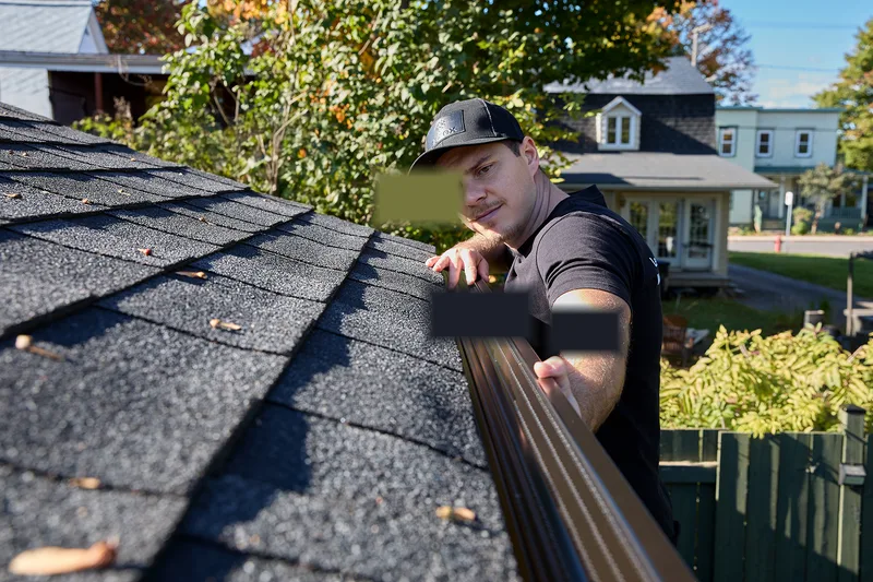 Seamless aluminum gutter installation on a Grand Rapids home
