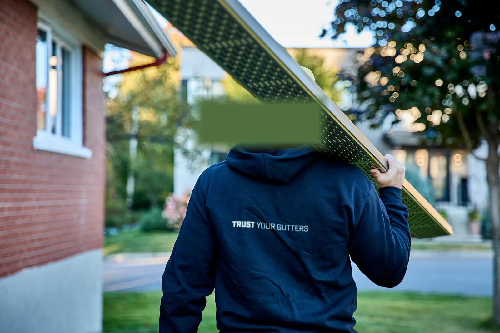 Gutter section with perforated guard protection — Element Gutters, Salmon Arm BC