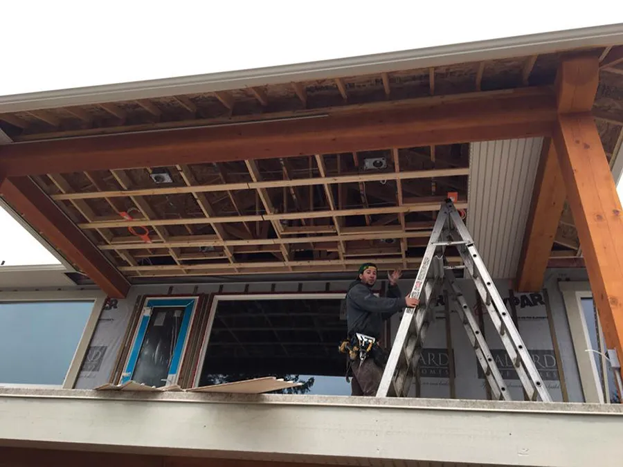 Soffit and roofline work on a new build — Mid Island Gutters, Parksville BC