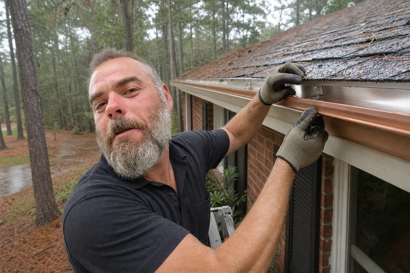 Seamless aluminum gutter installation