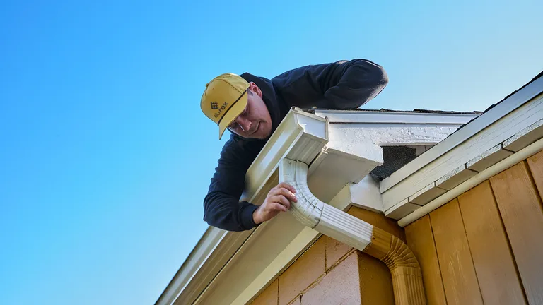 Finished aluminum gutter detail built for Midwest Kansas City weather